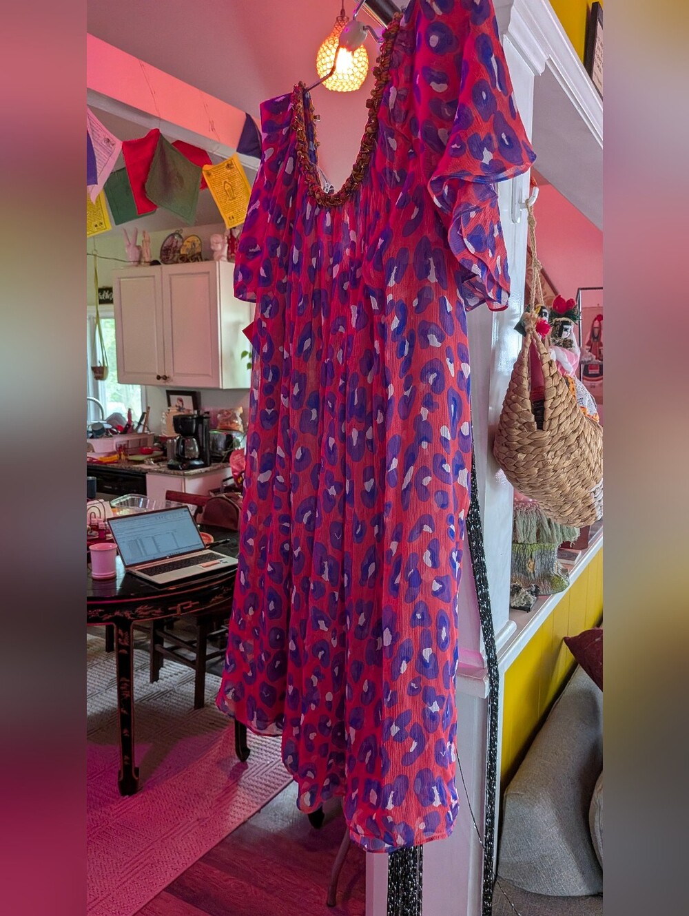 Diane Von Furstenberg Purple and Pink Silk Printed Dress
